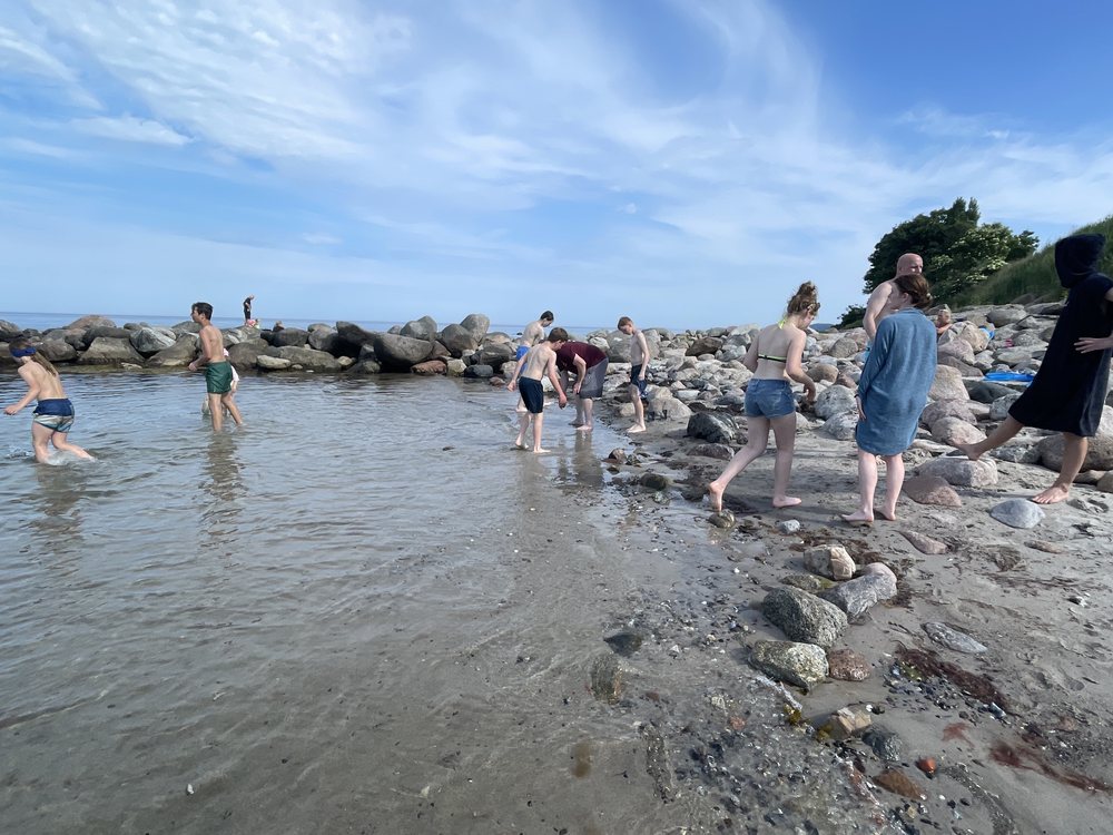 Kinder und Jugendliche am Steinstrand der Ostsee auf Fehmarn